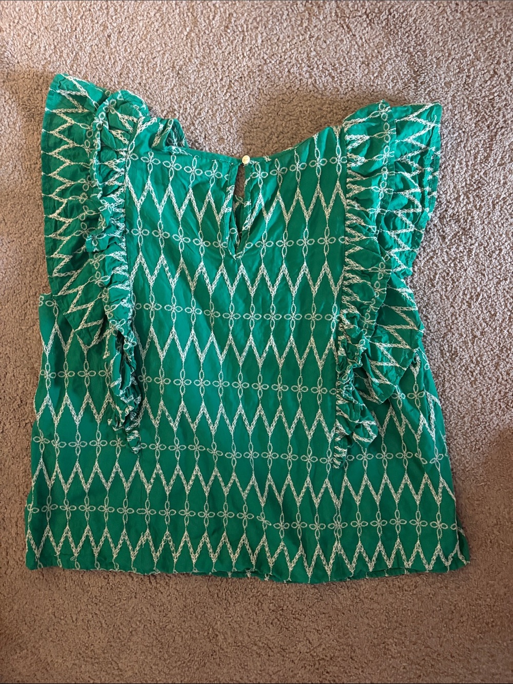 Universal Thread Green Geometric Ruffle Sleeve Blouse - Picture 5 of 5